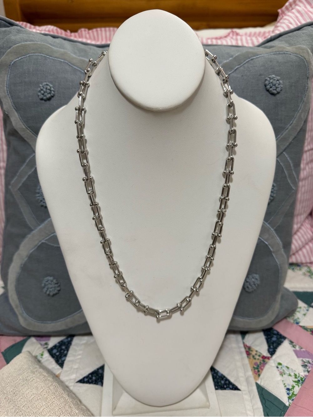 Luka n Lee Polished Silver-Tone Link Necklace Modern Women's Jewelry